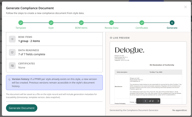 Generate document