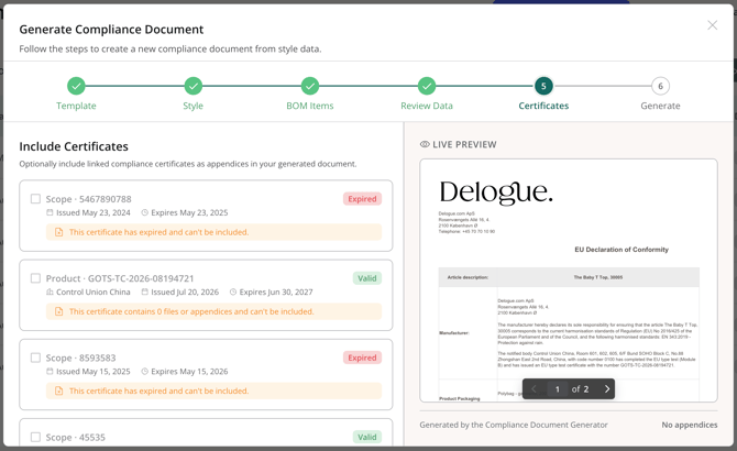 Include certificates