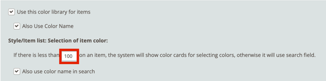 number of item color cards