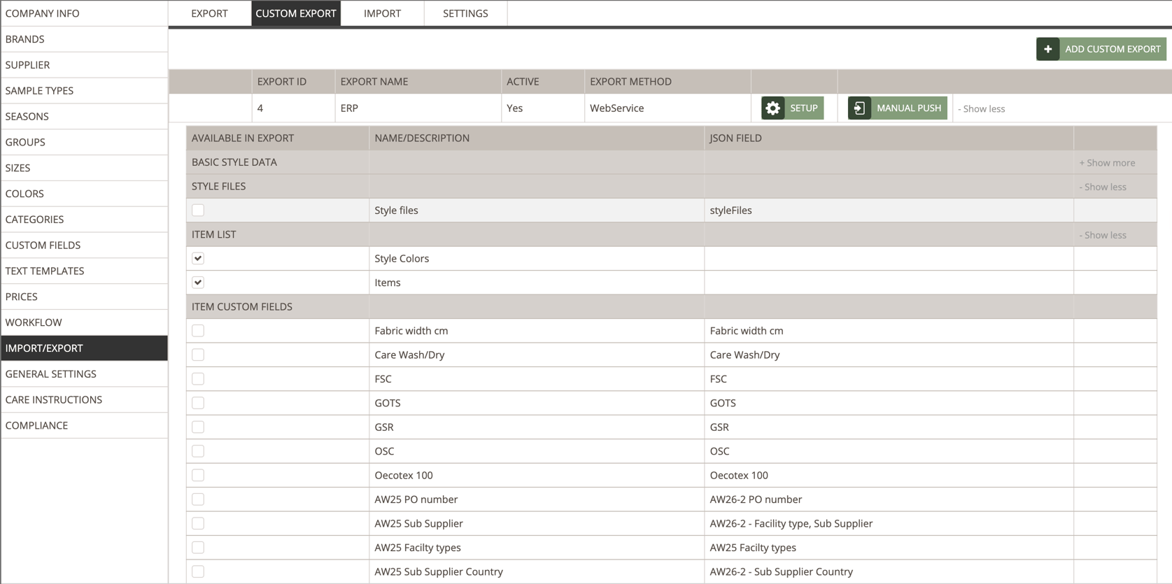 Custom Export - Admin Setup