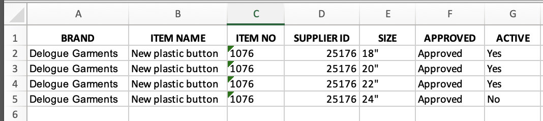 Import/update item data