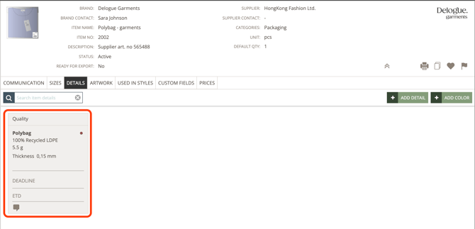 items packaging - quality