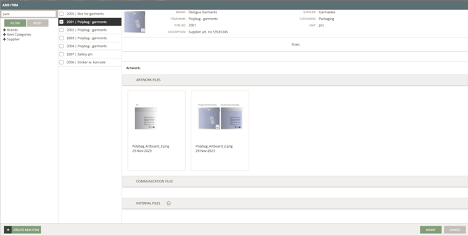style item list - add item