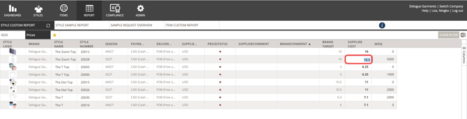 Supplier - edit price report