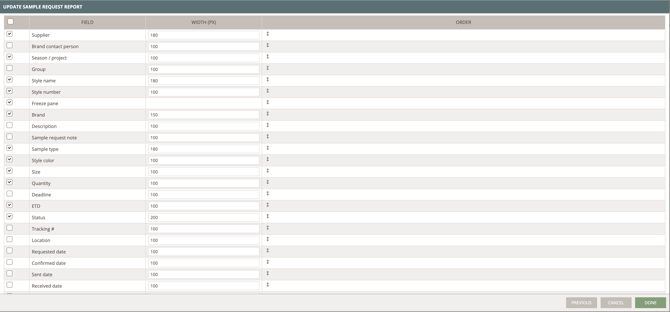 sample request overview - select columns
