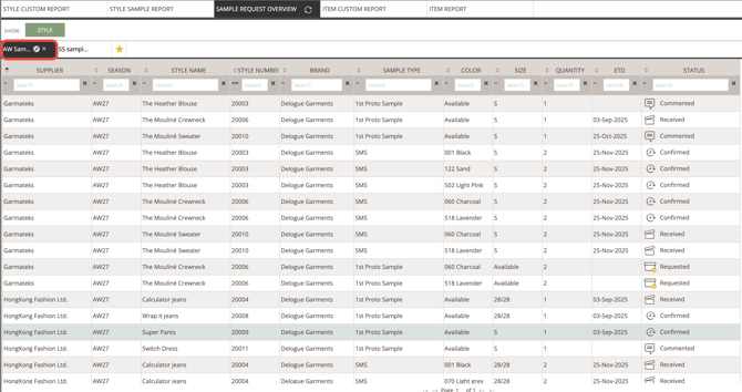 sample request overview - add columns