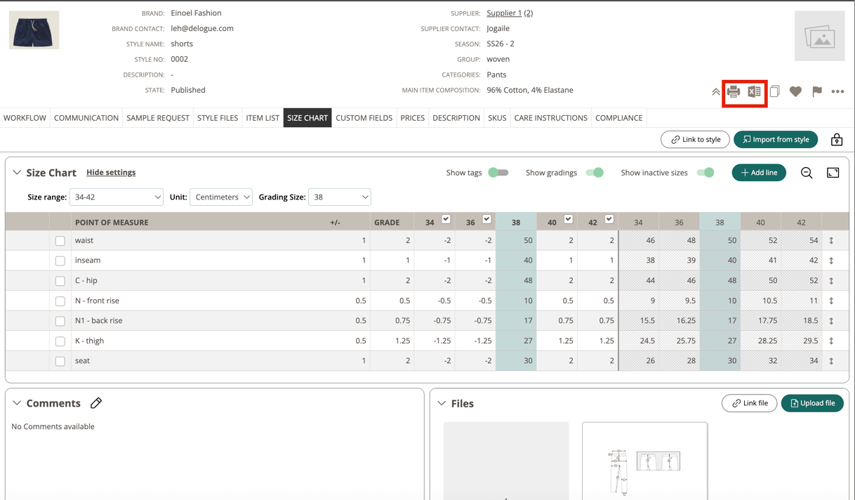 Options Size Chart Create a Size Chart