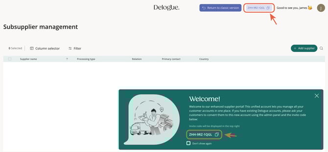 supplier invite code