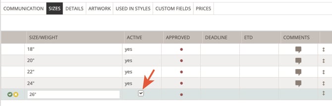 inactivate size
