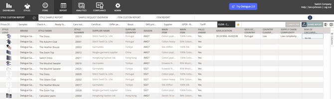 EUDR style custom report